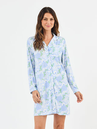 Mary Square - Charlotte Night Shirt - Daisy Chain Blue - KJ Clothier