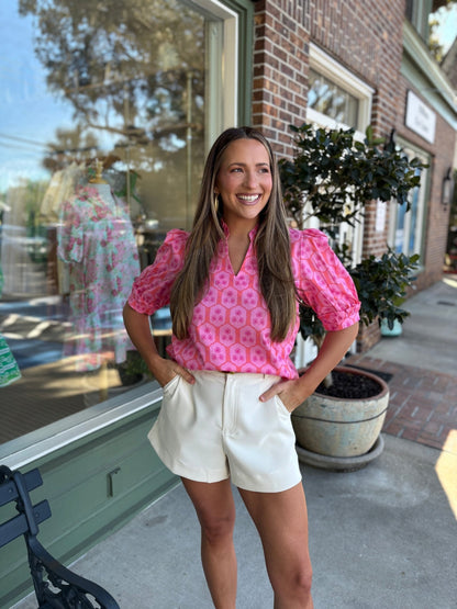 Mary Square - Colette Top - Rosette Charm Pink - KJ Clothier