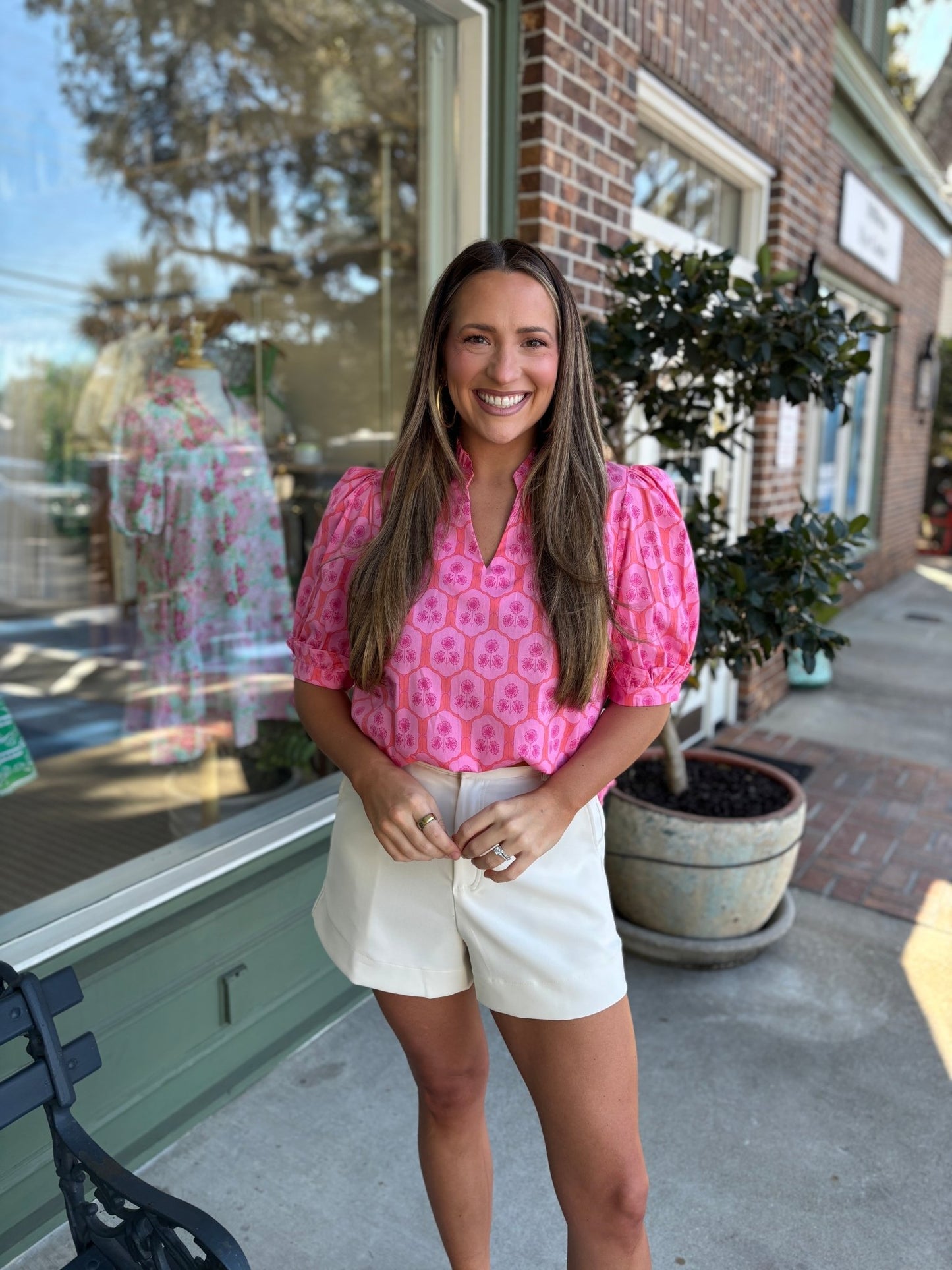 Mary Square - Colette Top - Rosette Charm Pink - KJ Clothier