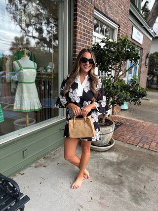 Mary Square - Elizabeth Beach Dress - Lagoon Bloom Black - KJ Clothier