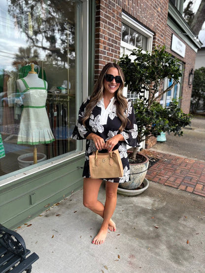 Mary Square - Elizabeth Beach Dress - Lagoon Bloom Black - KJ Clothier