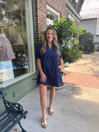 Mary Square - Emerson Dress - Navy - KJ Clothier