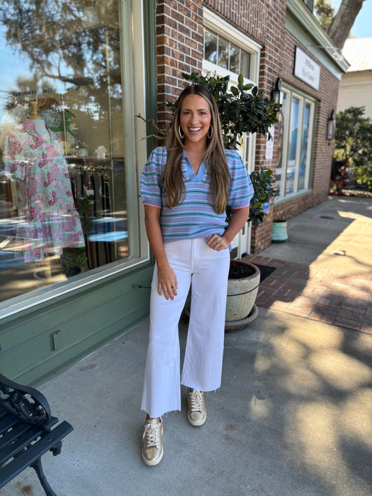 Mary Square - Emma Sweater - Blue Multi - KJ Clothier