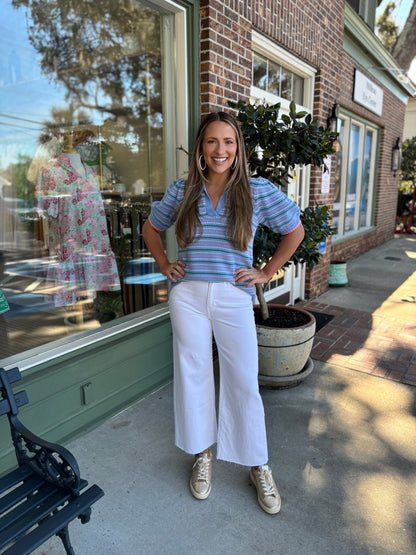 Mary Square - Emma Sweater - Blue Multi - KJ Clothier