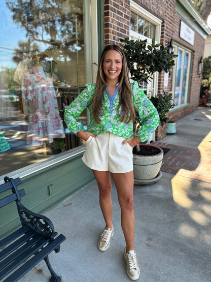 Mary Square - Gianna Top - Daisy Chain Green - KJ Clothier