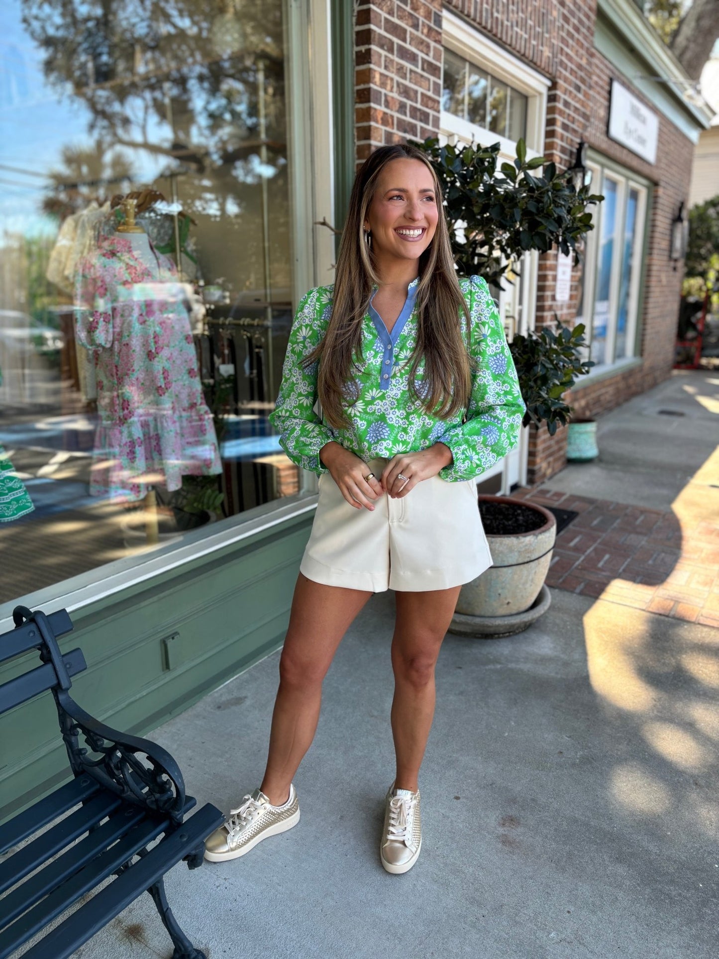 Mary Square - Gianna Top - Daisy Chain Green - KJ Clothier