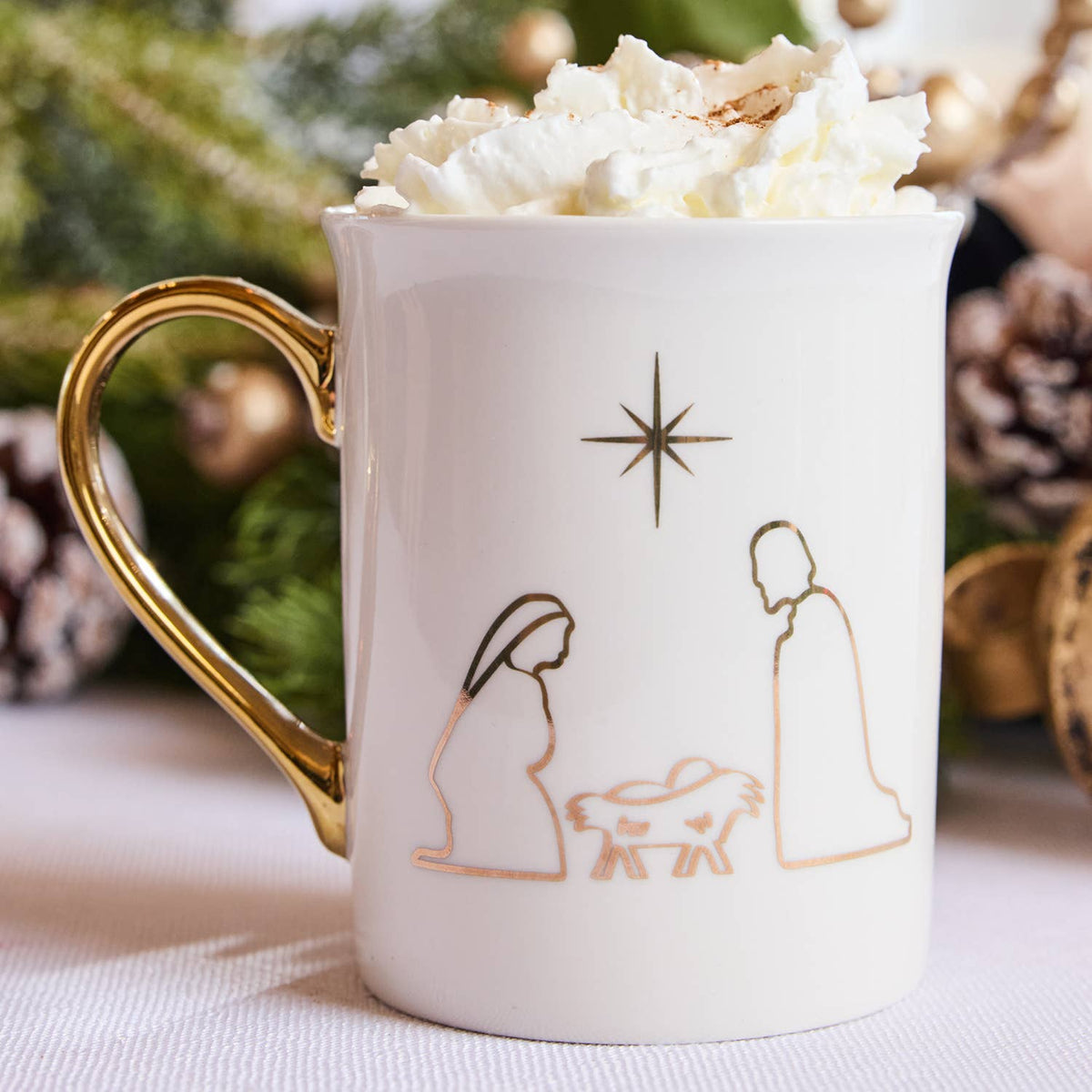 Mary Square - Gold Handle Mug Nativity - KJ Clothier