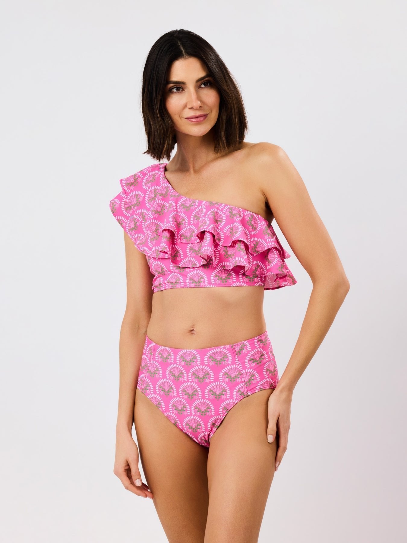 Mary Square - Katelyn Two Piece Swimsuit - Sunshower Flora Pink - KJ Clothier