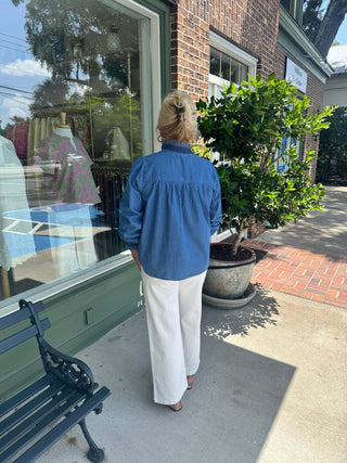 Mary Square - Kimberly Top - Chambray - KJ Clothier