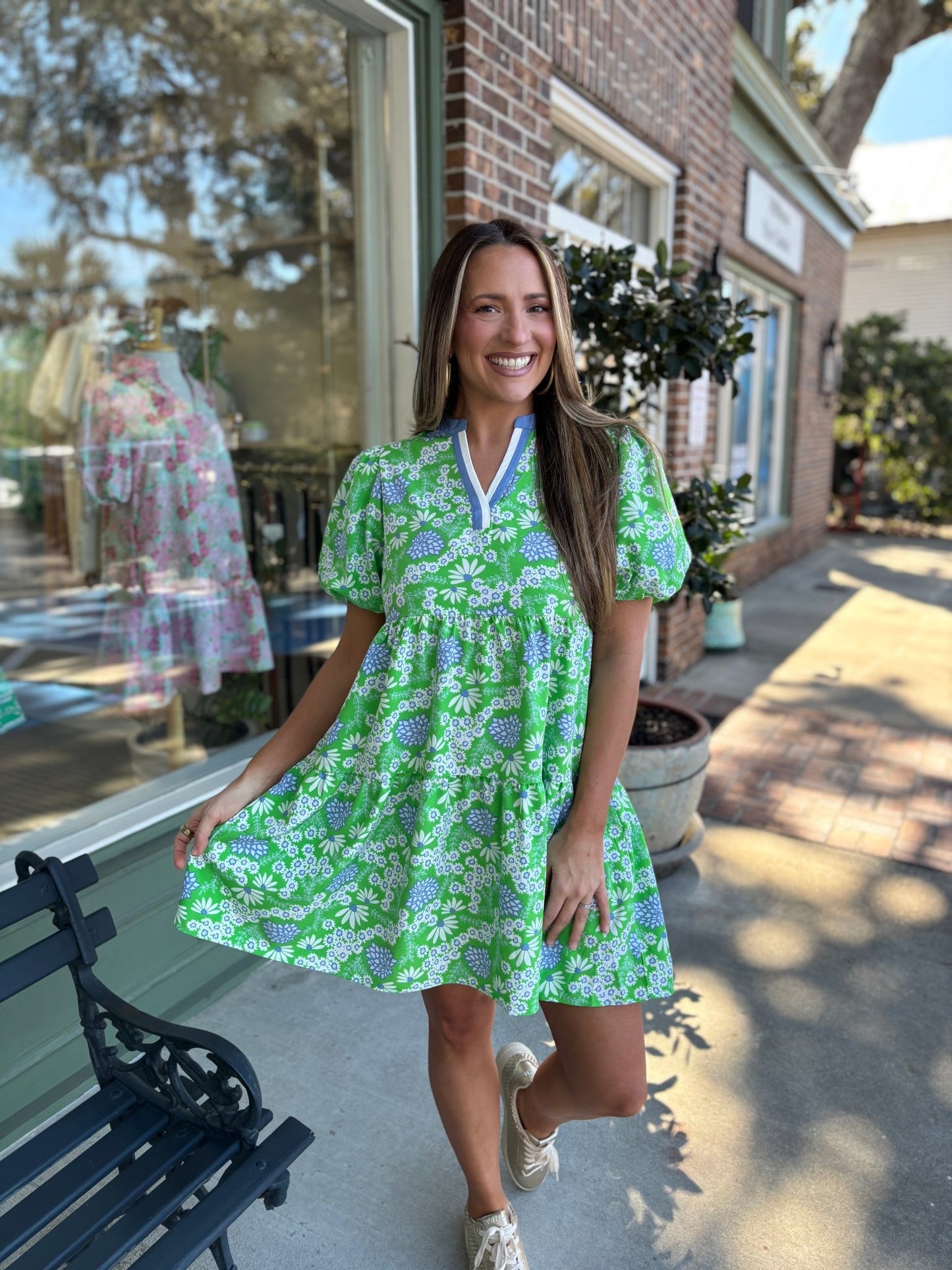 Mary Square - Kinsley Dress - Daisy Chain Green - KJ Clothier