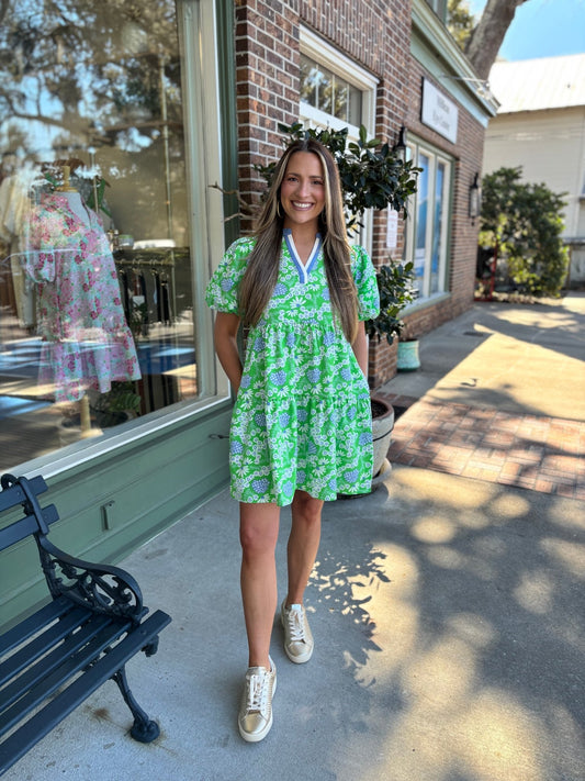 Mary Square - Kinsley Dress - Daisy Chain Green - KJ Clothier