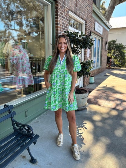 Mary Square - Kinsley Dress - Daisy Chain Green - KJ Clothier