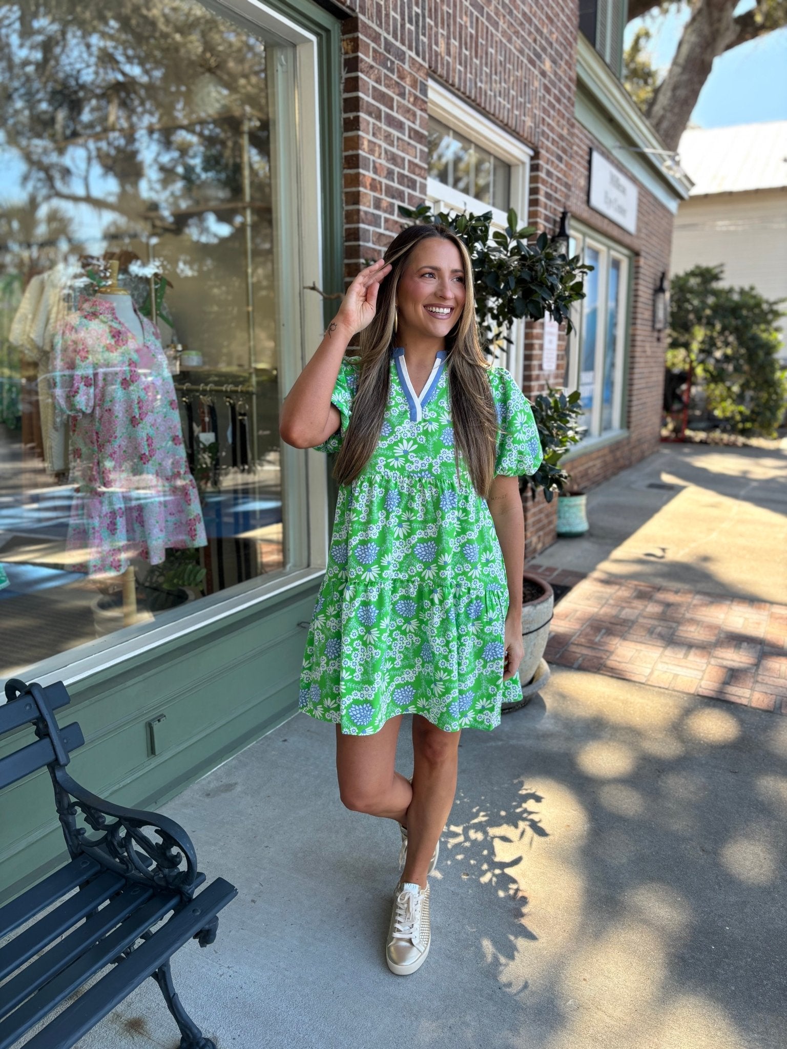 green chain dress Green Chain Printed Off The Shoulder Midi Dress