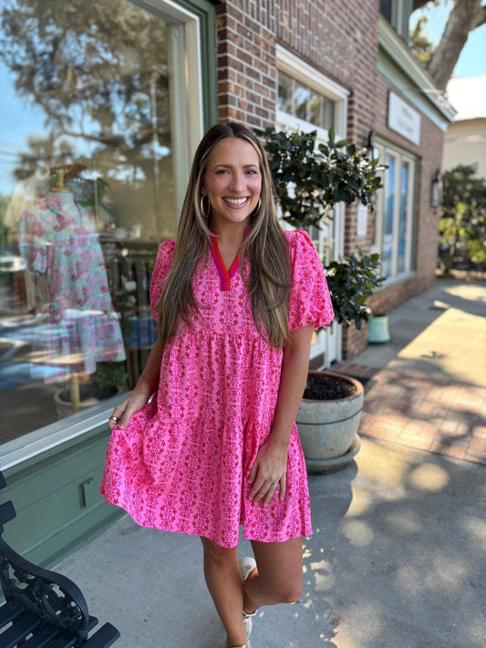 Mary Square - Kinsley Dress - Heirloom Vine Pink - KJ Clothier