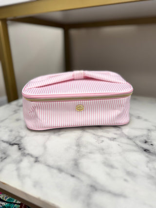 Mary Square - Kiss and Makeup Bag - Pink Stripe - KJ Clothier