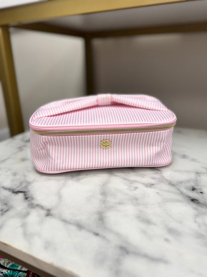 Mary Square - Kiss and Makeup Bag - Pink Stripe - KJ Clothier