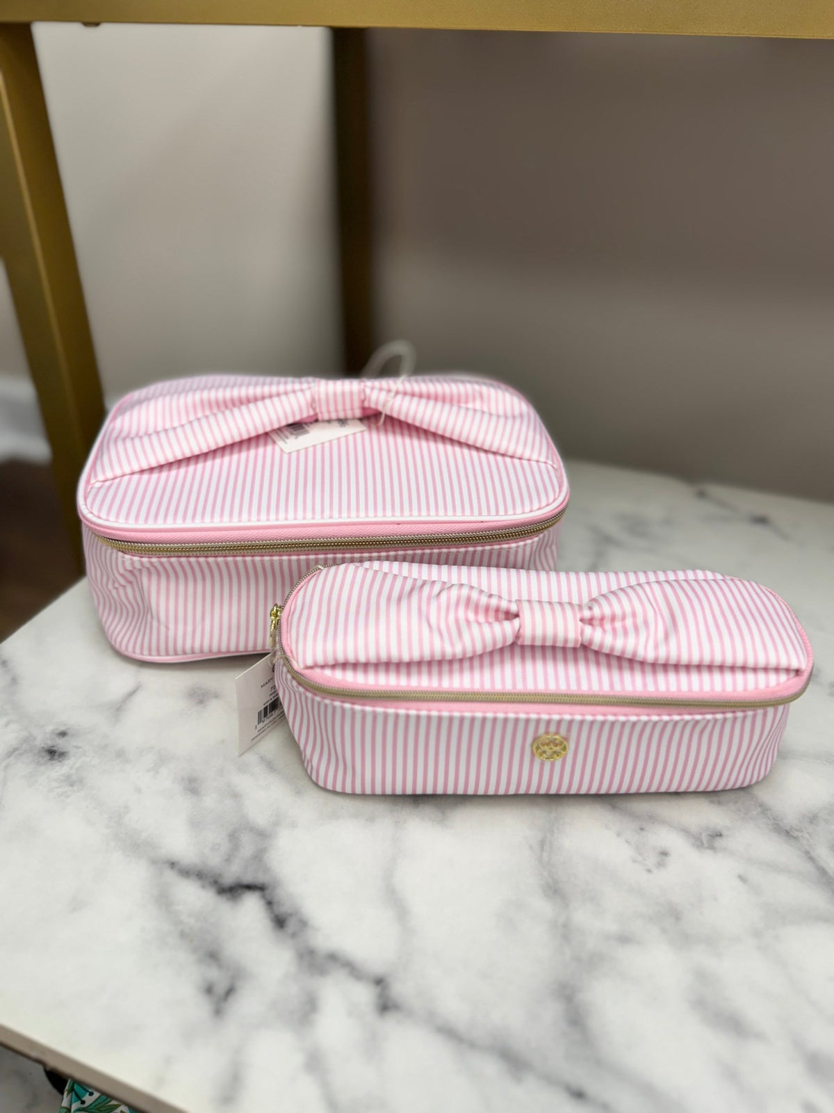 Mary Square - Kiss and Makeup Mini Bag - Pink Stripe - KJ Clothier