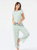 Mary Square - Melody Pant Set - Green Stripe - KJ Clothier