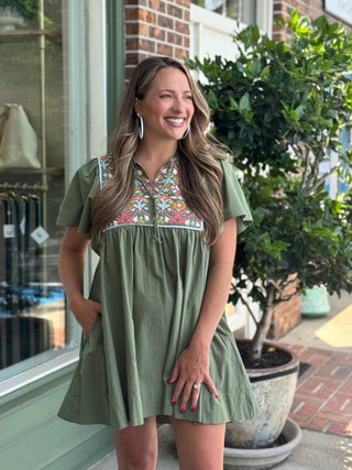 Mary Square - Piper Dress - Olive - KJ Clothier