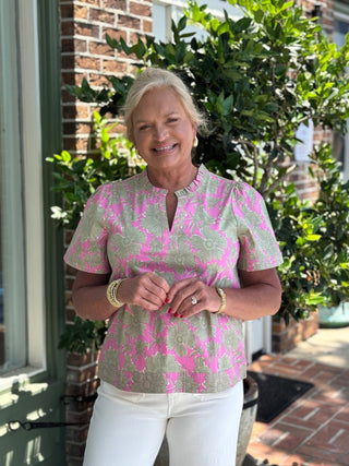 Mary Square - Romona Top - Garden District Green - KJ Clothier