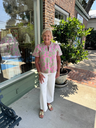 Mary Square - Romona Top - Garden District Green - KJ Clothier