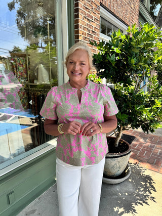 Mary Square - Romona Top - Garden District Green - KJ Clothier