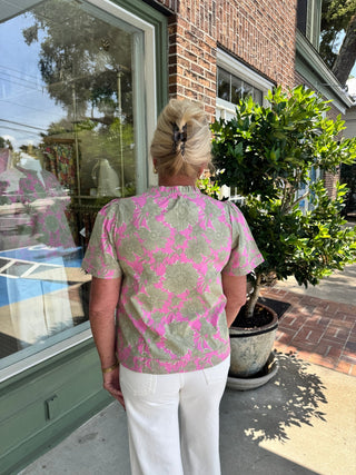 Mary Square - Romona Top - Garden District Green - KJ Clothier