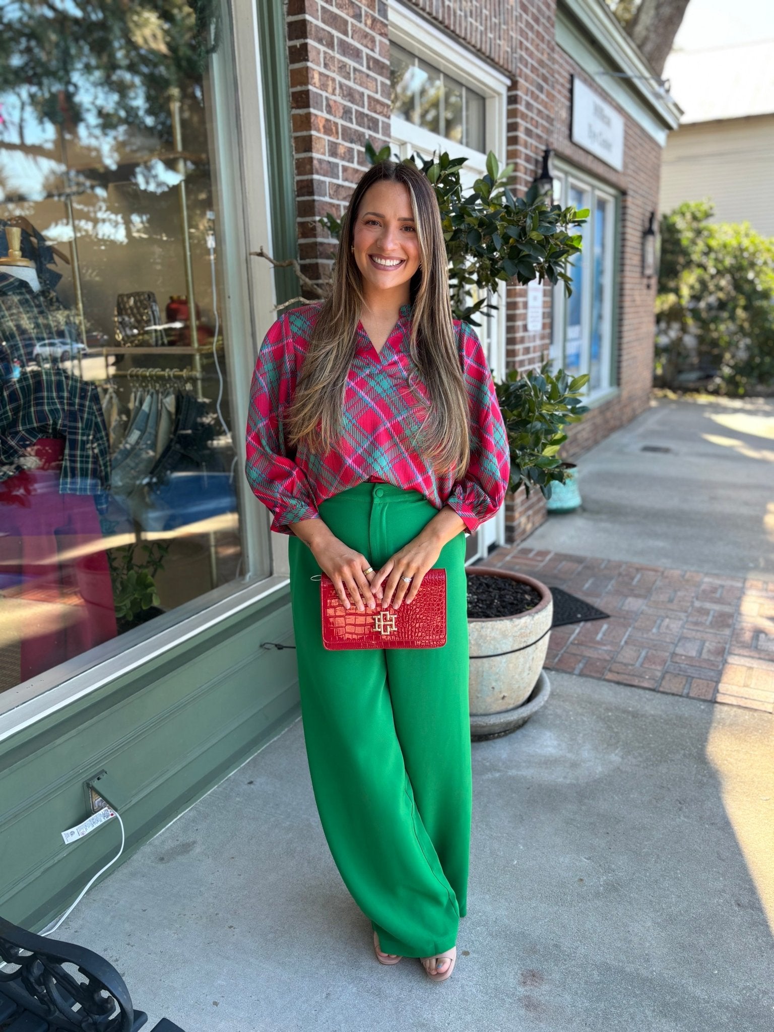 Mary Square - Tamryn Top - Plaid About You Pink - KJ Clothier