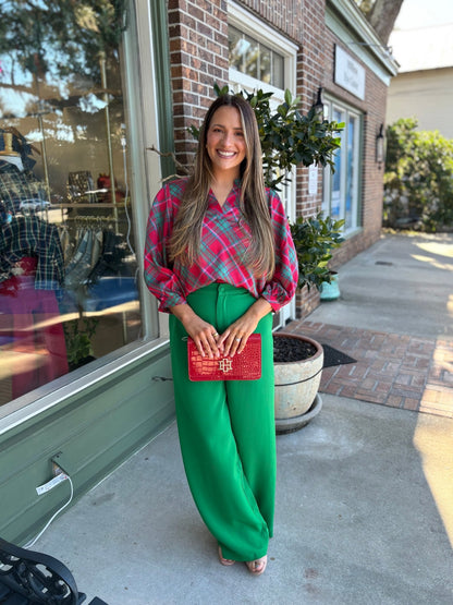 Mary Square - Tamryn Top - Plaid About You Pink - KJ Clothier