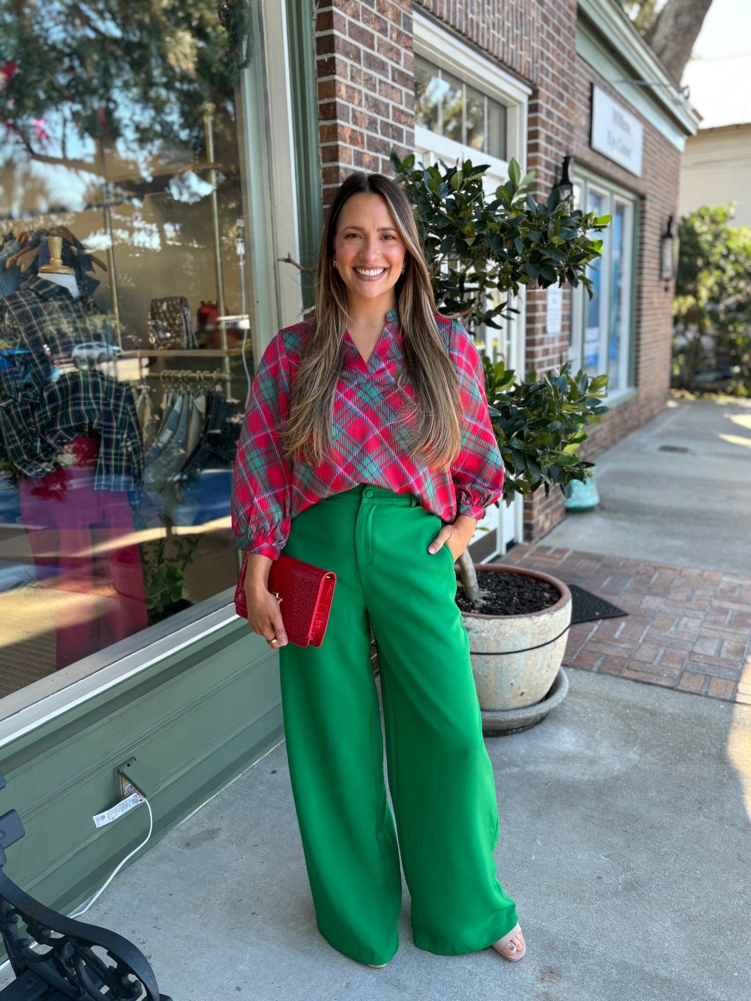 Mary Square - Tamryn Top - Plaid About You Pink - KJ Clothier