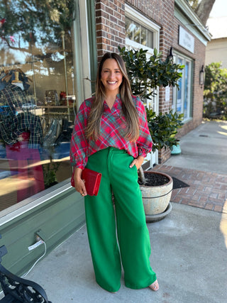 Mary Square - Tamryn Top - Plaid About You Pink - KJ Clothier