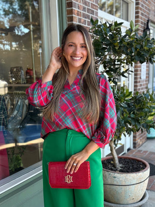 Mary Square - Tamryn Top - Plaid About You Pink - KJ Clothier