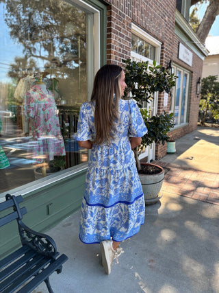 Mary Square - The Eloise Dress - Porcelain Vines - KJ Clothier