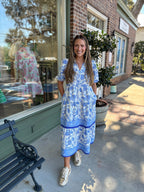 Mary Square - The Eloise Dress - Porcelain Vines - KJ Clothier