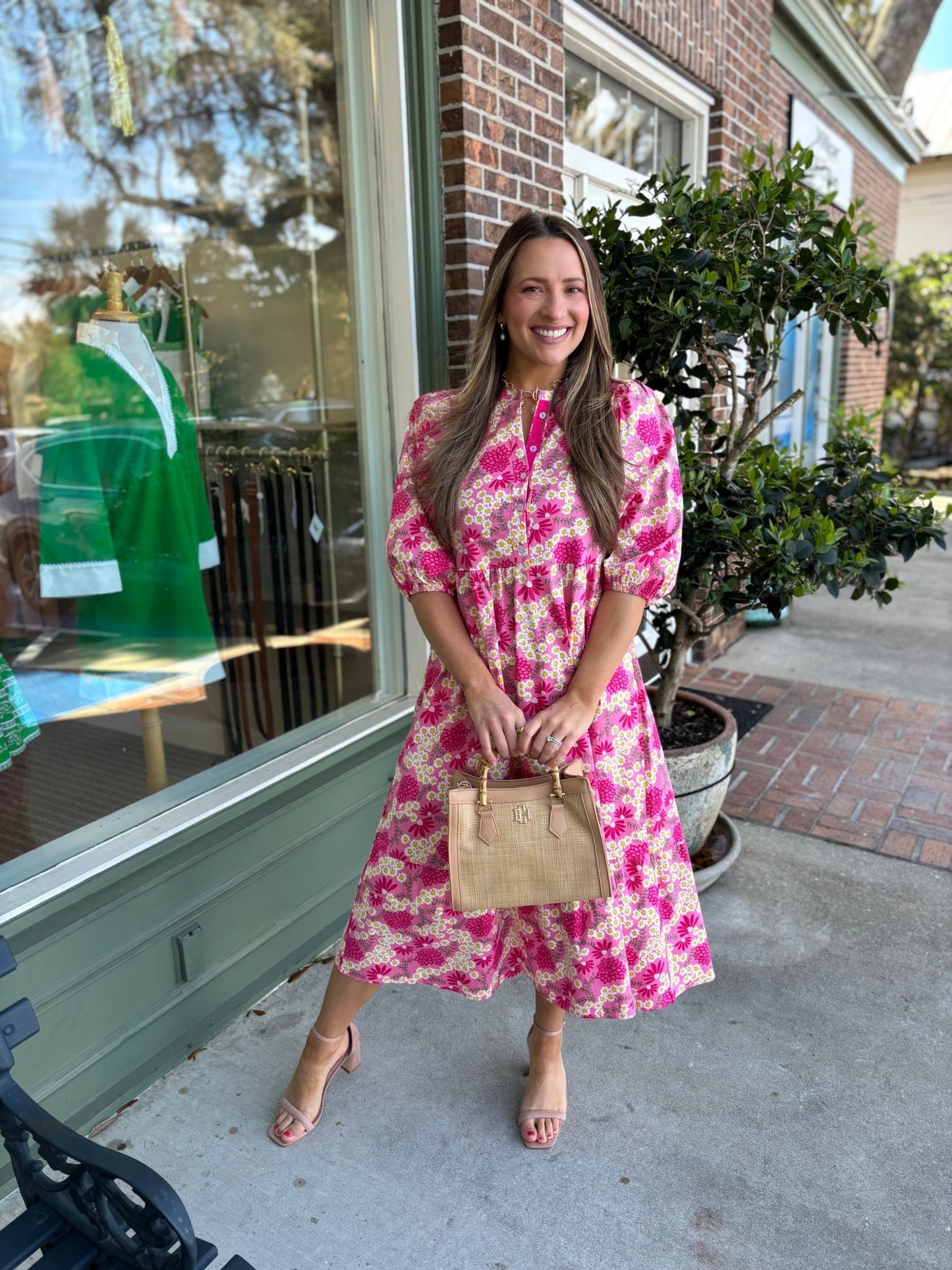 Mary Square - The Riley Dress - Daisy Chain Pink - KJ Clothier