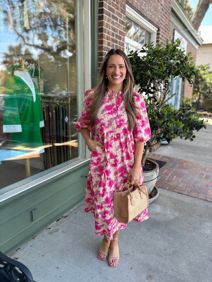 Mary Square - The Riley Dress - Daisy Chain Pink - KJ Clothier