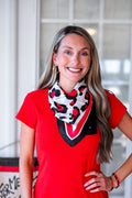 Meredith Spotted Scarf Large - Red & Black