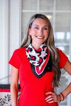 Meredith Spotted Scarf Large - Red & Black