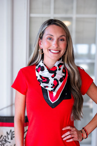 Meredith Spotted Scarf Large - Red & Black