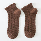 Mesh Retro Twist Ruffle Ankle Socks - Khaki - KJ Clothier