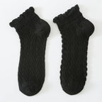Mesh Retro Twist Ruffle Ankle Socks - Khaki - KJ Clothier