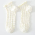 Mesh Retro Twist Ruffle Ankle Socks - Khaki - KJ Clothier