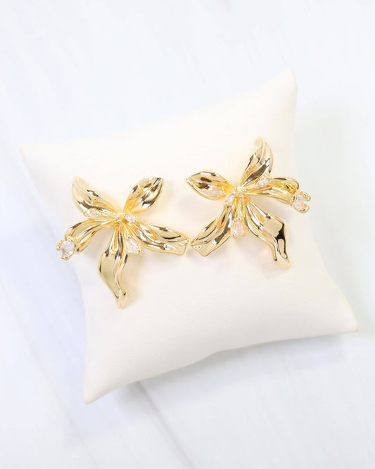 Millburn CZ Flower Earring WR - Gold - KJ Clothier