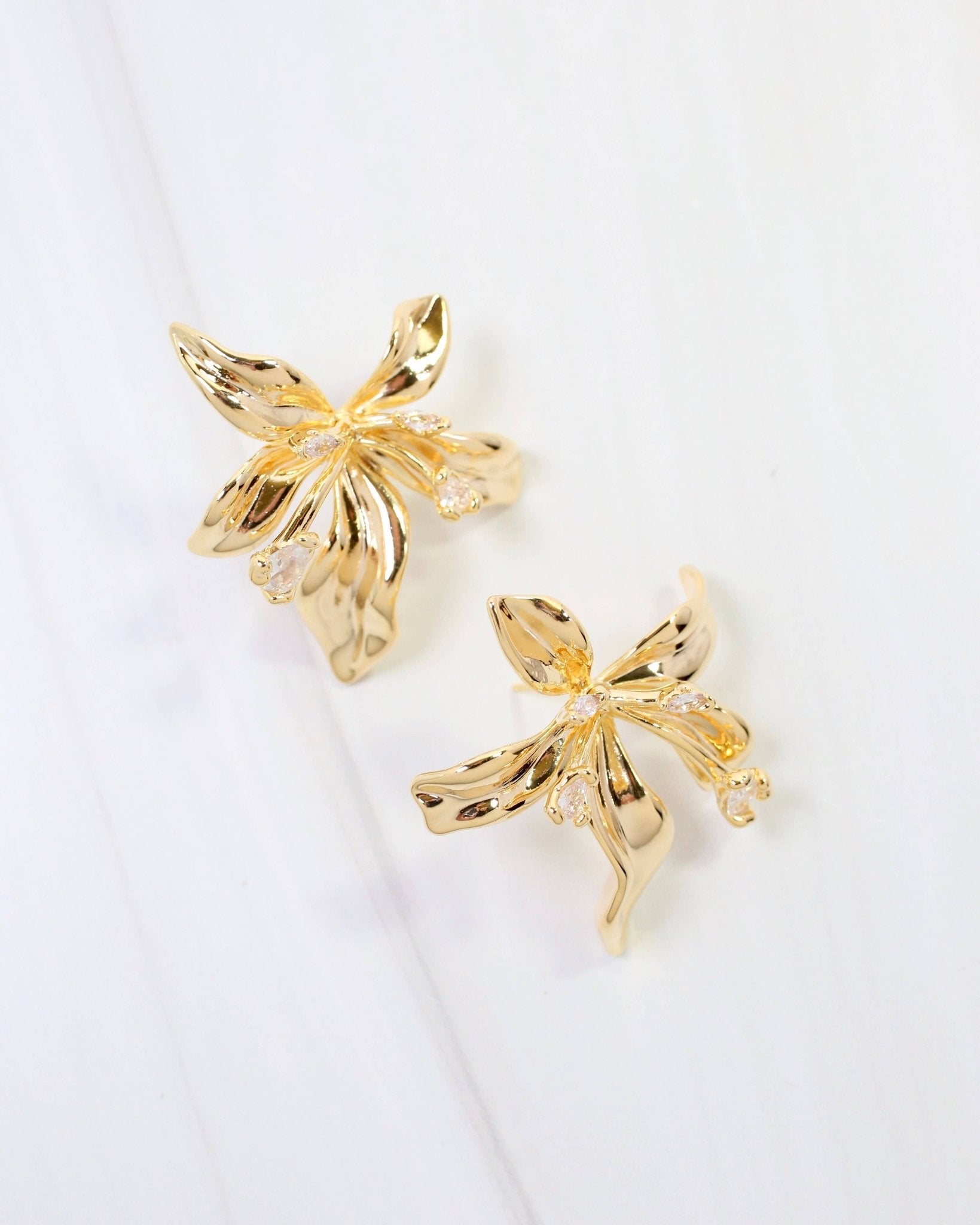 Millburn CZ Flower Earring WR - Gold - KJ Clothier