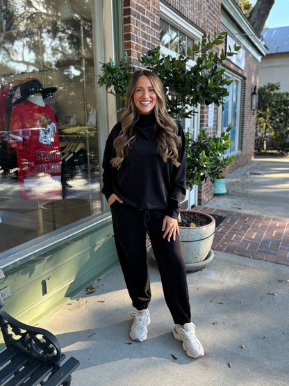 Milly Mock Neck Modal Pullover - Black - KJ Clothier