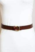 Minimalist Gold Horseshoe Belt - Brown - KJ Clothier