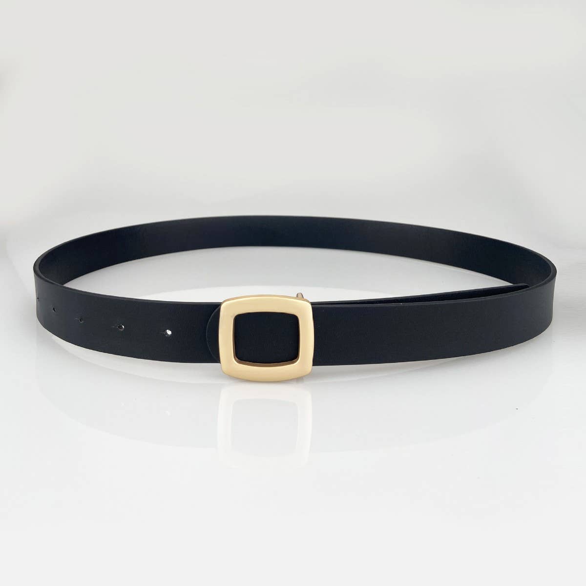 Minimalist Square Buckle Belt - Black - KJ Clothier