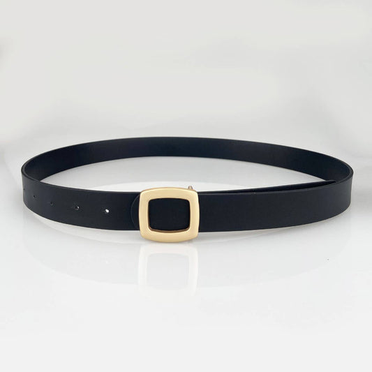 Minimalist Square Buckle Belt - Black - KJ Clothier