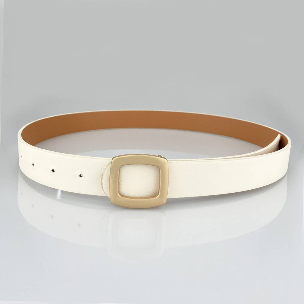 Minimalist Square Buckle Belt - Brown - KJ Clothier