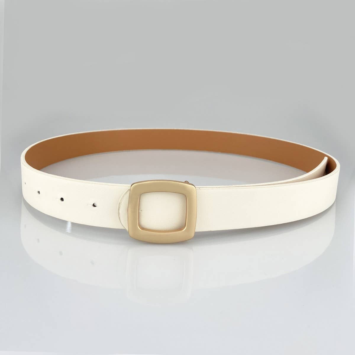 Minimalist Square Buckle Belt - Brown - KJ Clothier